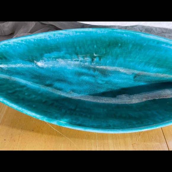 Gorgeous Vtg Green drip glaze pottery dish 15x6x4” (Alliston Canada MLP 069) - Picture 3 of 8